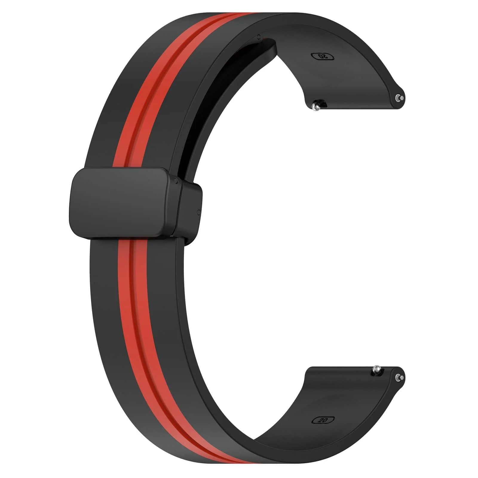 DL3 Mobilak 22MM Silicone Band Magnetic Clasp Strap For Xiaomi Redmi Watch 5 Active/5 Lite/Samsung Galaxy Watch 46mm/Watch 3 45mm/Gear S3/Huawei watch (GT6 GT5 GT4 GT3 GT2 GT 46MM)/GT6 (A. ) - A.Black Red