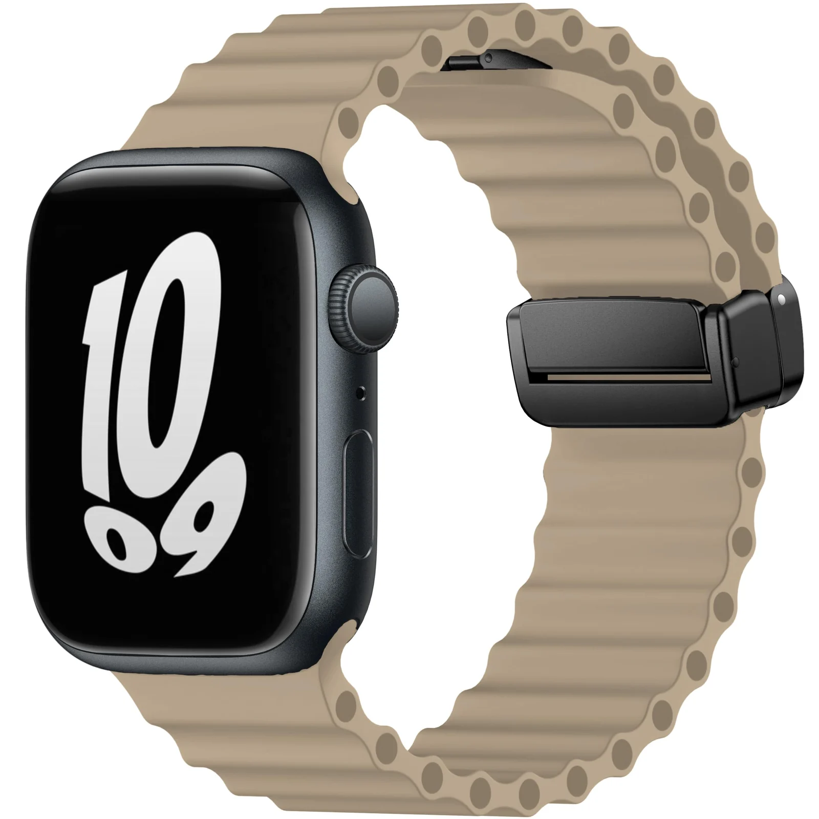 DL3 Mobilak Strap Ocean For Apple Watch Ultra Bands 49mm 45mm 44mm 42mm, Soft Silicone Magnetic Buckle Sport Replacement Strap for iWatch Ultra 2 Ultra SE Series 9 8 7 6 5 4 3 2 1 - Black