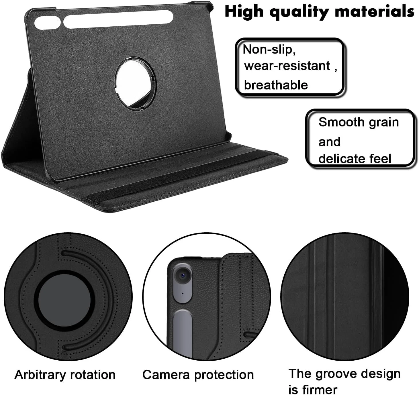 DL3 Mobilak Protective Cover for Samsung Galaxy Tab S10 FE Plus 13.1 Inch 2025 (SM-X620/X626), 360° Rotatable Smart Stand, Leather Folio Flip Cover with Multi-Angle Viewing, Auto Wake Sleep - Black