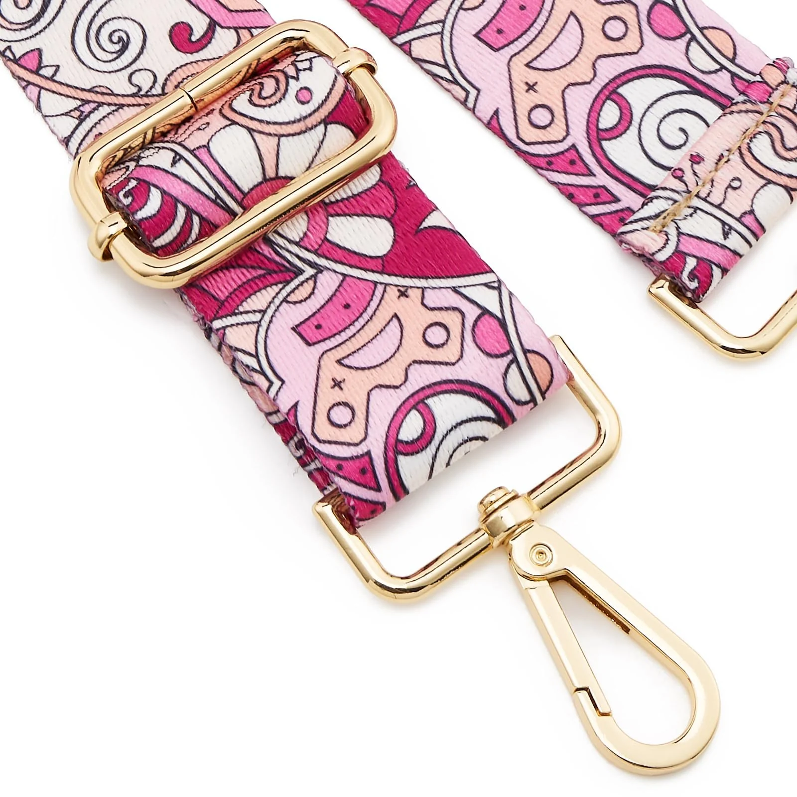 DL3 Mobilak Adjustable Wide Crossbody Bag Strap for Women, Replacement Shoulder Strap for Handbags, Totes & Purses with Elegant Embroidered Pattern and Metal Hooks - Multi Color