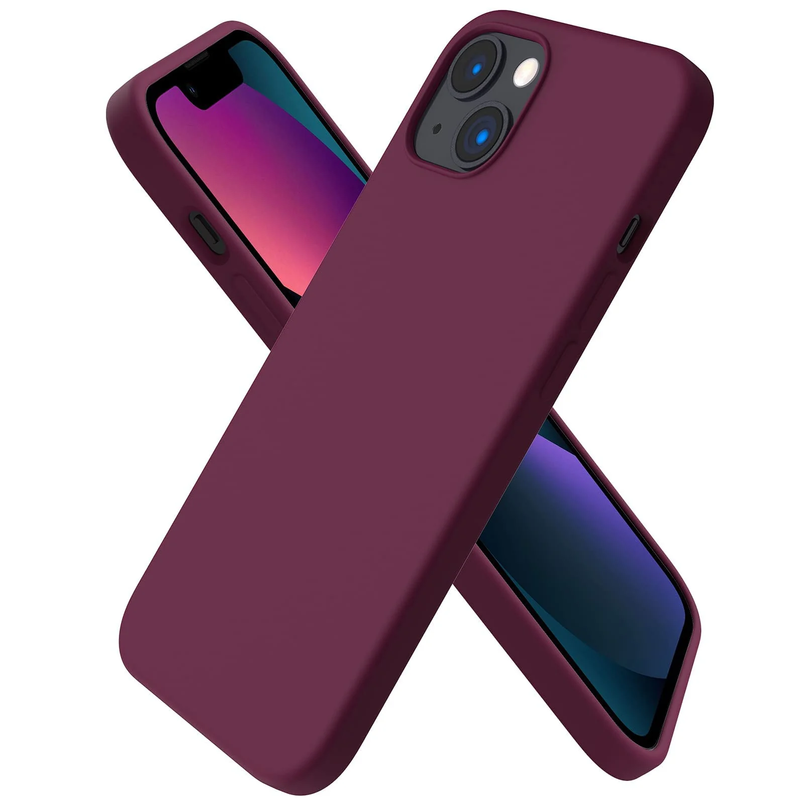 "DL3 Mobilak Liquid Silicone Protective Case with Soft Microfiber Lining for iPhone 15 Plus, iPhone 14 Plus "" - Wine Red"