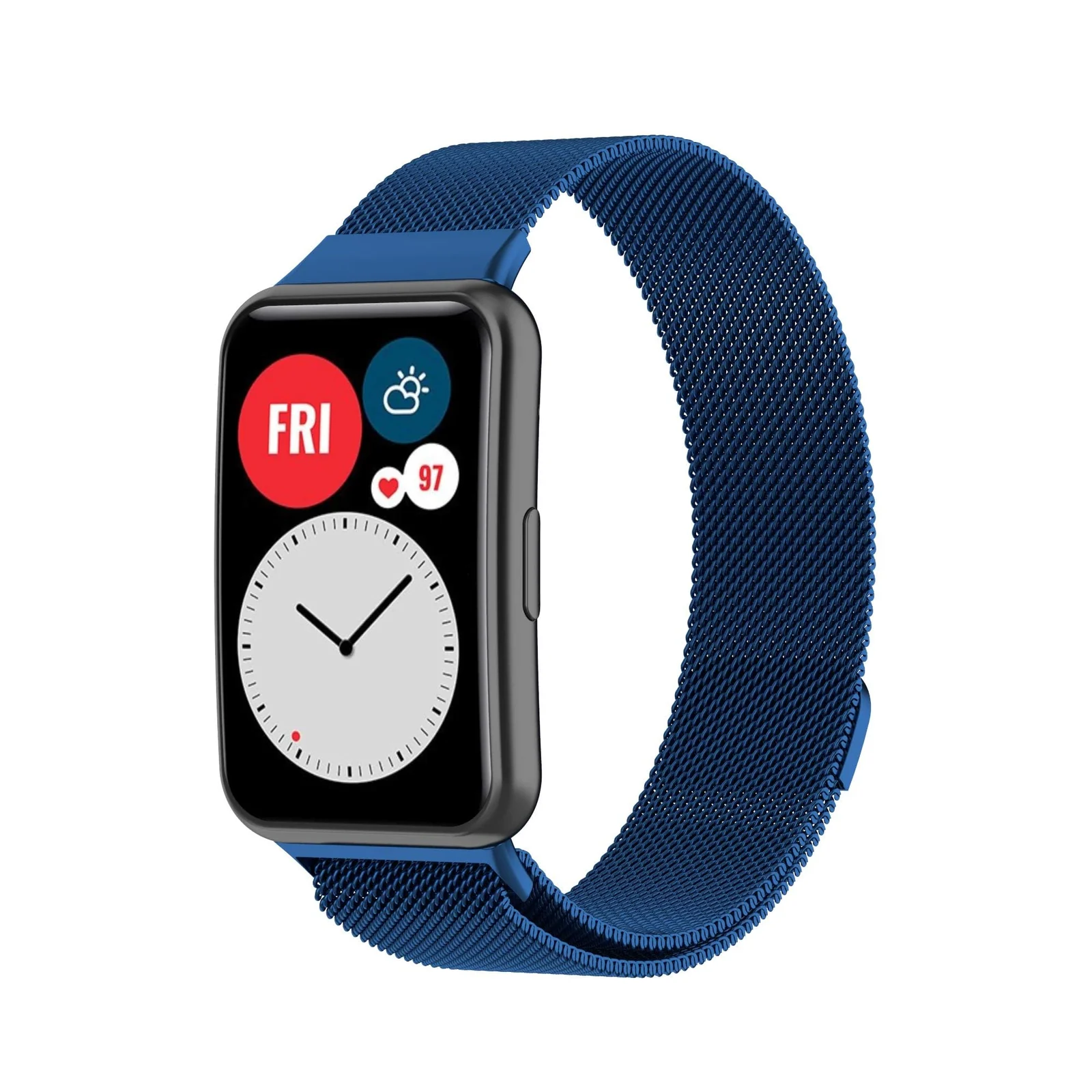 Dl3 Mobilak Bracelet Compatible with Huawei Watch Fit, Stainless Steel Replacement Straps, Mesh Metal Watch Strap, Magnetic Adjustable Replacement Strap Compatible with Huawei Watch Fit (Blue)