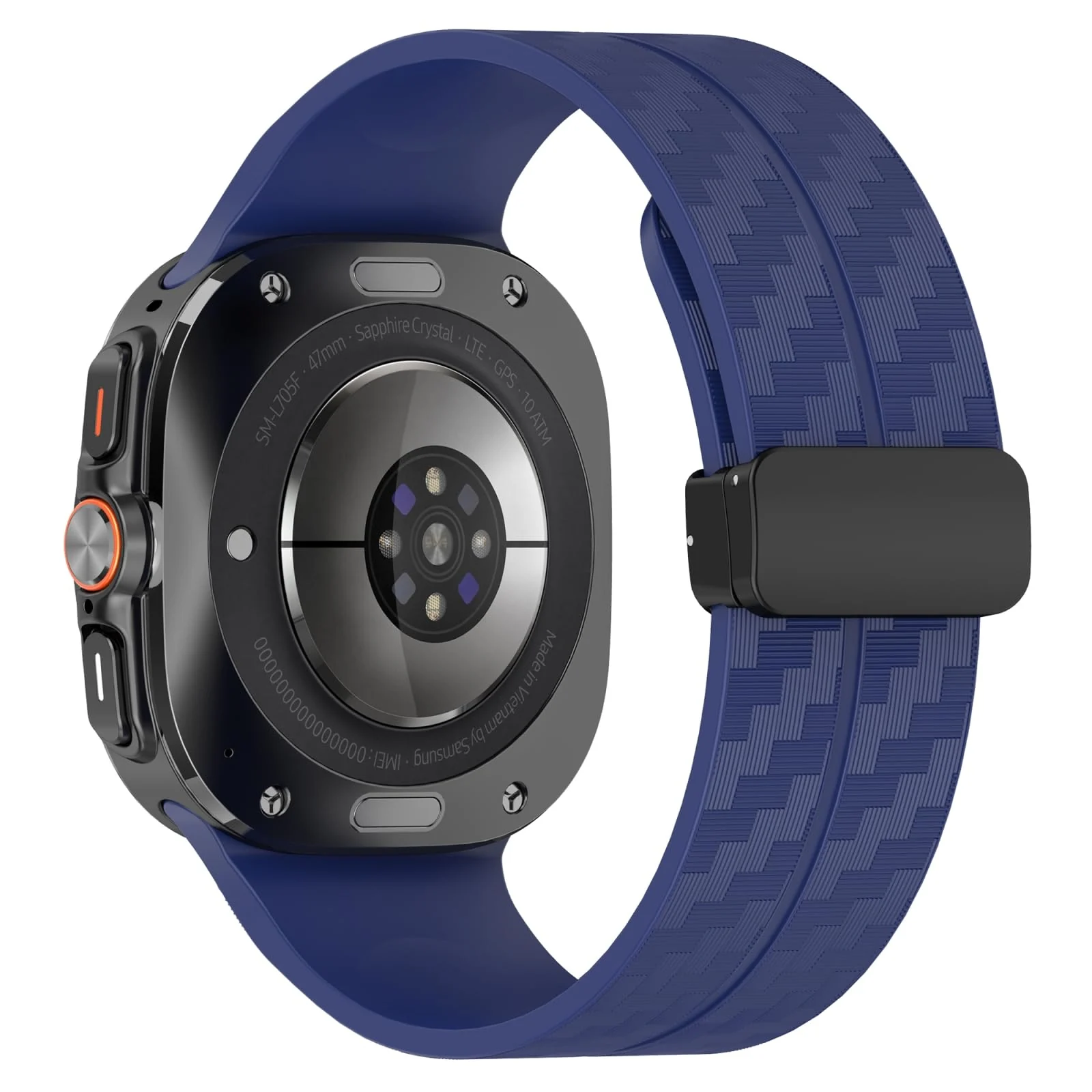 DL3 Mobilak Compatible for Samsung Galaxy Watch Ultra Band 47mm for Men Women, Soft Silicone Waterproof Sport Strap with Magnetic Clasp, Stylish Carbon Fiber Replacement Galaxy Watch 7 Ultra Bands - Blue