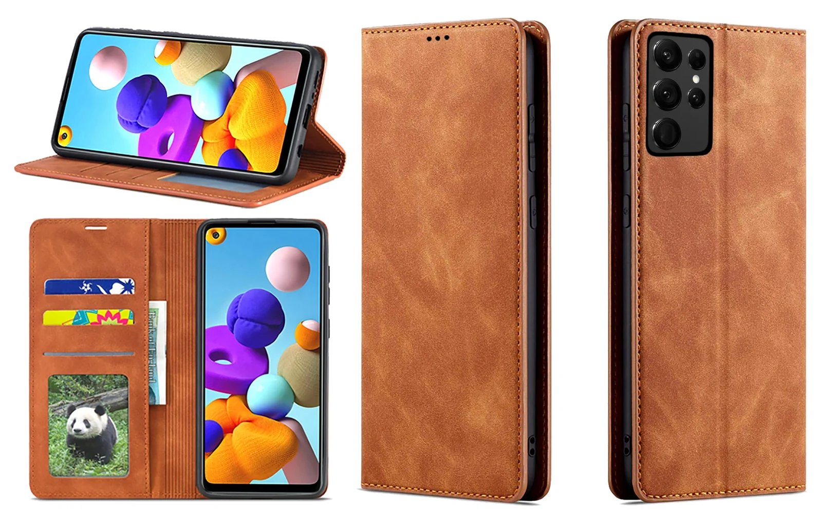 Dl3 Mobilak Premium PU Leather Flip Folio Case for Samsung Galaxy S23 Ultra (6.8"), Magnetic Closure Protective Case Kickstand Card Cash Slot Shockproof Durable Wallet Cover Soft TPU (Black)