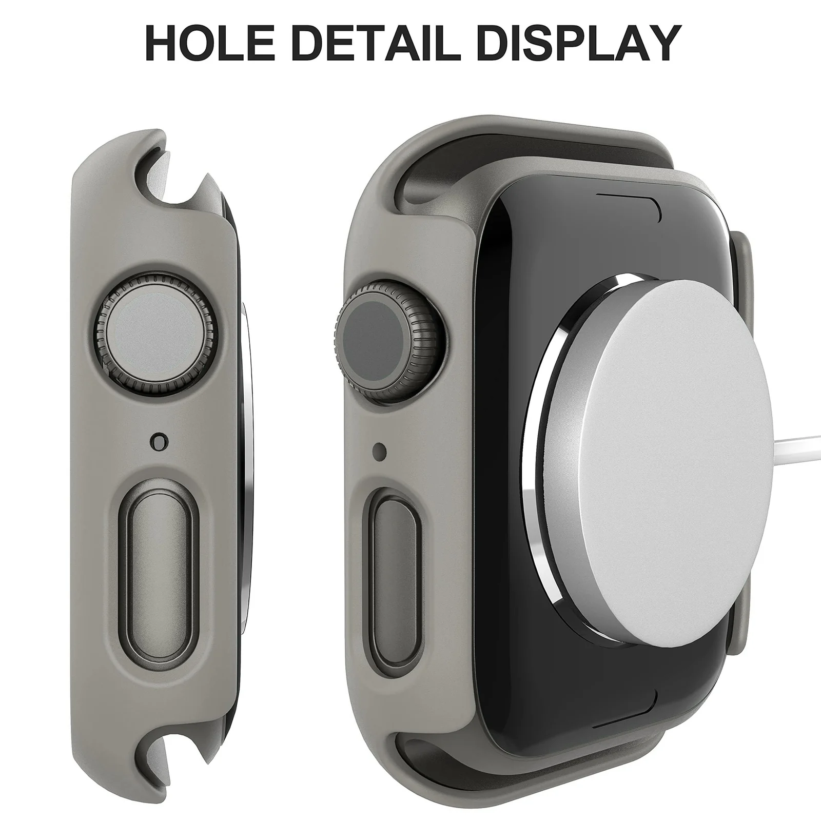 DL3 Mobilak Hard Case Designed for Apple Watch Series 9/8/7 45mm, Built-in 9H [HD Clear] Tempered Glass Screen Protector, [Full Protection] Slim Cover for iWatchSeries 9/8/7 45mm - Gray
