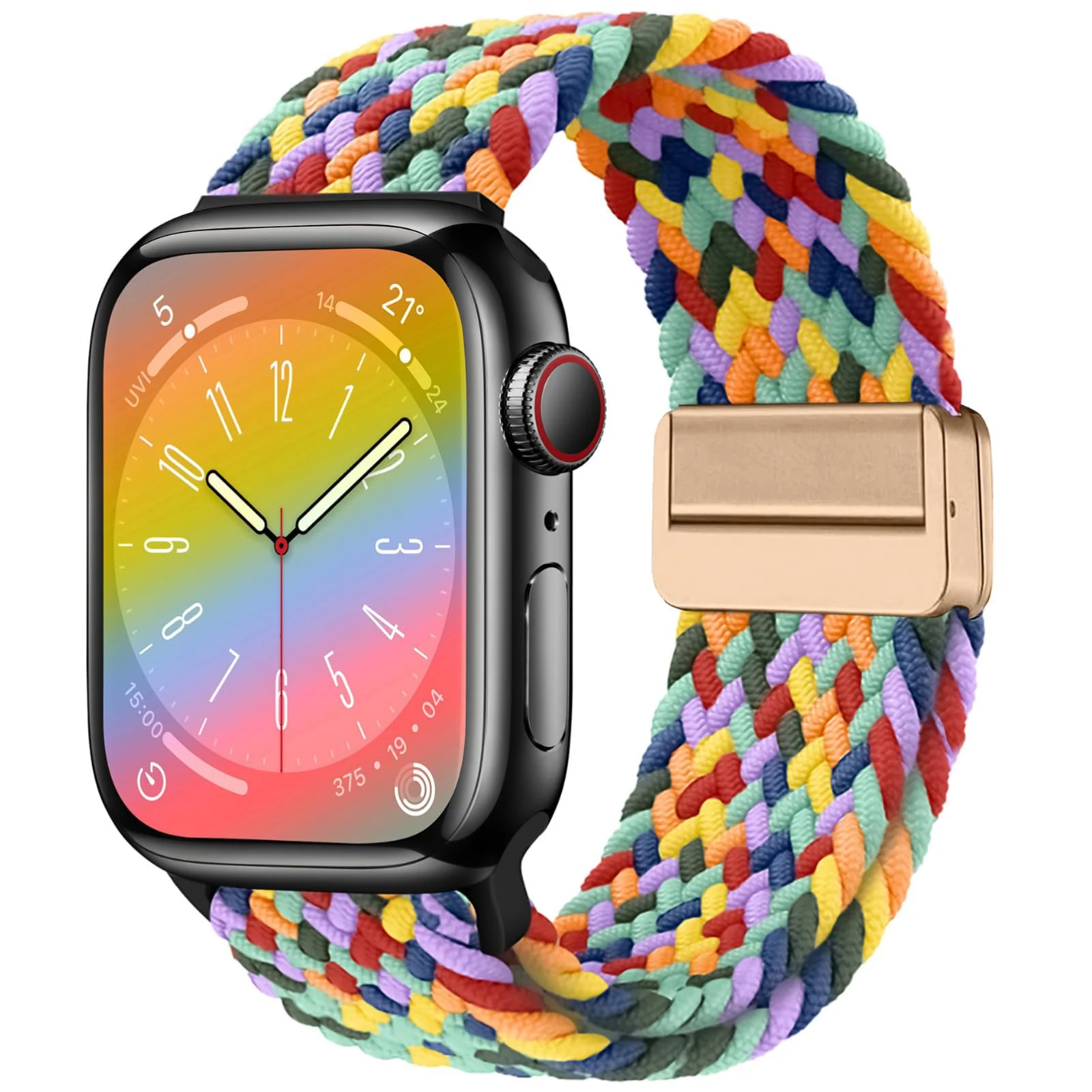 DL3 Mobilak Sport Solo Loop Compatible with Apple Watch Band 42mm 44mm 45mm 46mm 49mm for Women Men, Magnetic Strap Stretchy Braided Wristband for iWatch Series 11 10 9 8 7 6 5 4 3 Ultra 3 2 1 SE SE2 - Colorful