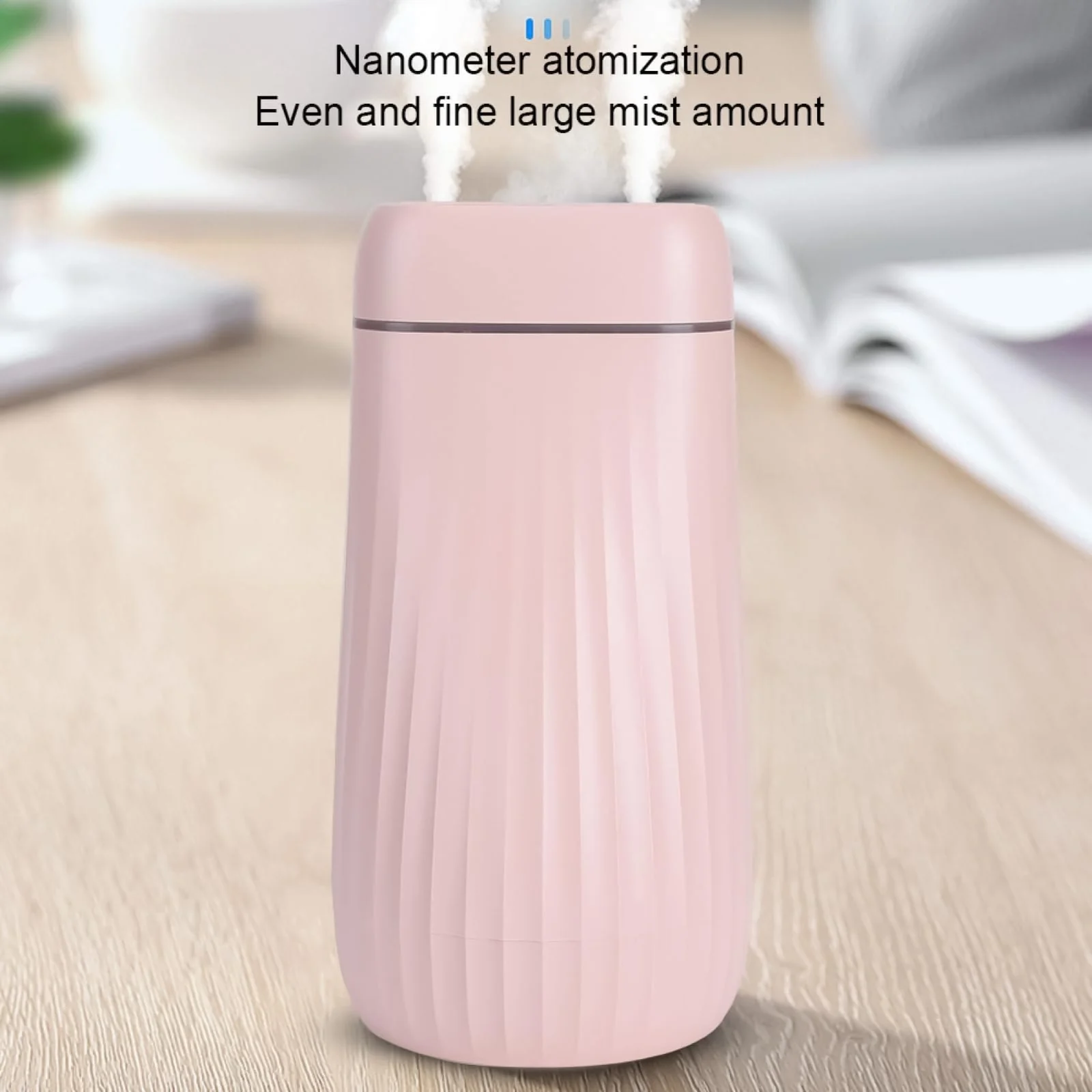 Mobigon Wood Cool Mist Ultrasonic Humidifier for Room Moisture, Aroma Diffuser for Home, 1000ml Essential Oil Diffuser with 7 Colorful Night Light, Auto Shut-Off, Home, Office - Pink