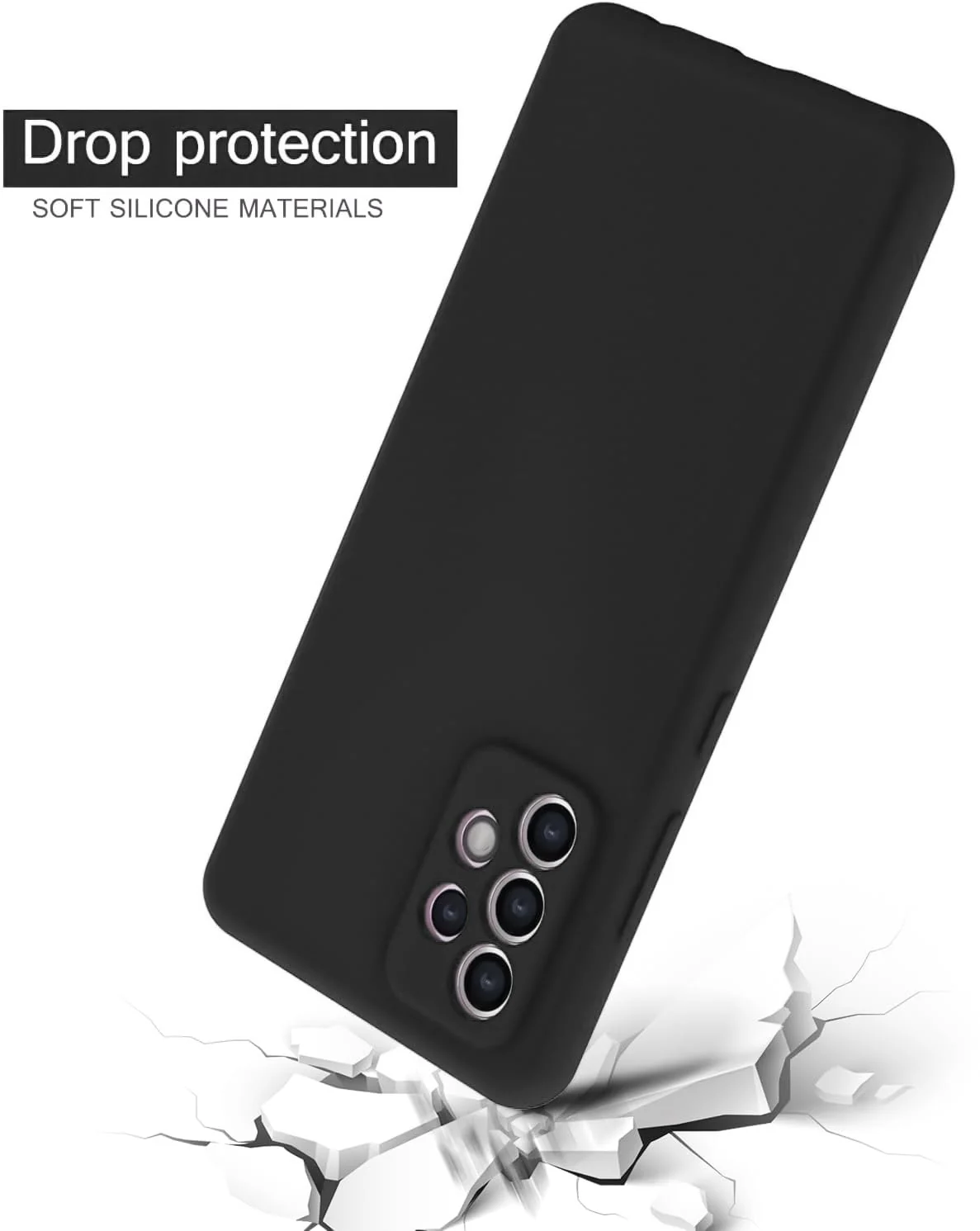 DL3 Mobilak Liquid Silicone Protective Case with Soft Microfiber Lining with Full Camera Protection for Samsung Galaxy A73 - Black