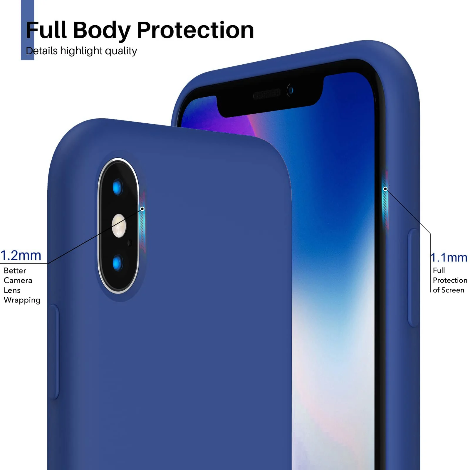 DL3 Mobilak Liquid Silicone Protective Case with Soft Microfiber Lining for iPhone X / iPhone XS - Royal Blue