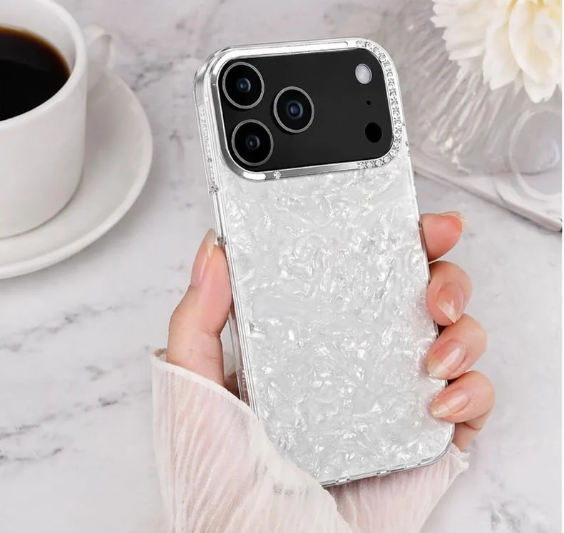 DL3 Mobilak Glitter Rhinestone Protective Case for iPhone 12 Pro with Shockproof Design - White
