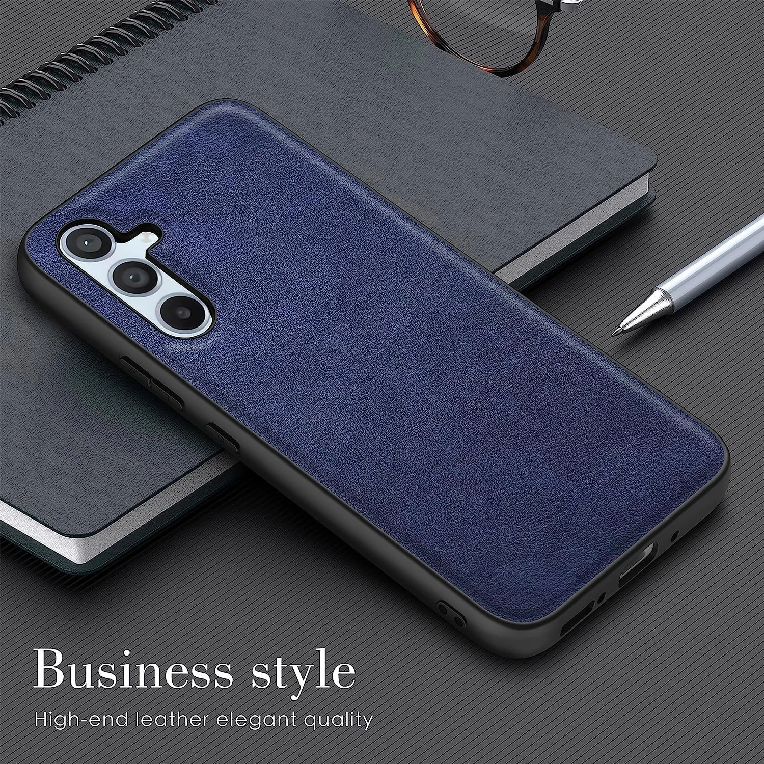 DL3 Mobilak Faux Leather Protective Case for Samsung Galaxy S23 Fe with Camera Protection and Shockproof Design - Blue