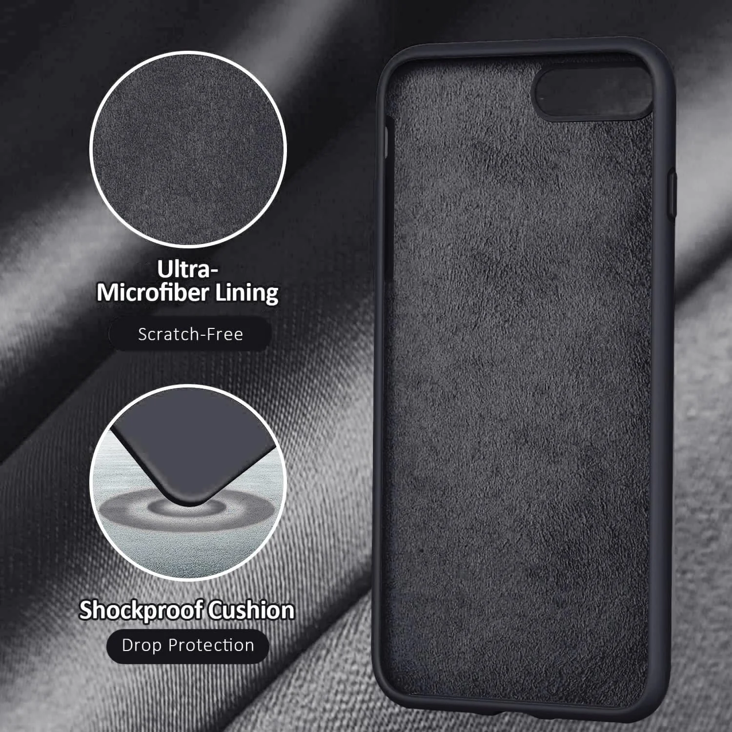 DL3 Mobilak Compatible with iPhone 7 Plus/iPhone 8 Plus Case, Liquid Silicone Case, Full Body Protective Cover, Shockproof, Slim Phone Case, Anti-Scratch Soft Microfiber Lining - Deep Gray