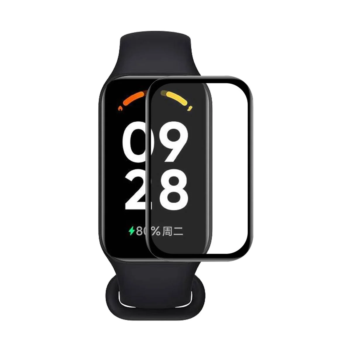 DL3 Mobilak Screen Protector For Xiaomi Redmi Band 2, 3D Curved Soft Edge Protective Film [Anti-Scratch] [Bubble Free] [Ultra Shatterproof] [High Sensitive] (Not Glass) - Black
