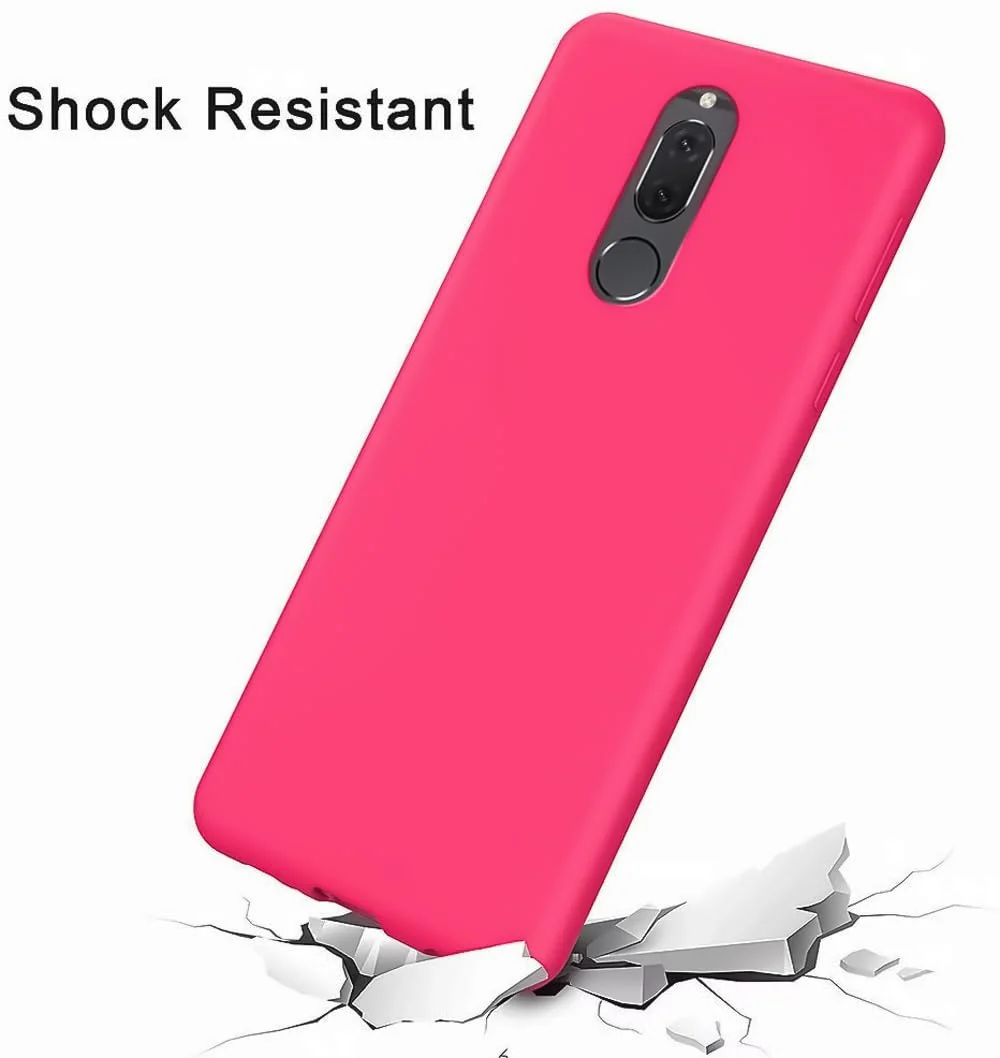 DL3 Mobilak Soft Silicone Protective Case for Huawei Mate 10 Lite with Microfiber Lining and Shockproof Design - Hot Pink