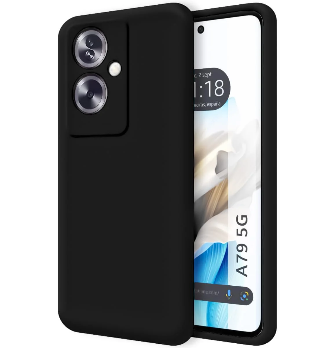 DL3 Mobilak Liquid Silicone Protective Case for OPPO A79 5G with Microfiber Lining and Shockproof Design - Black