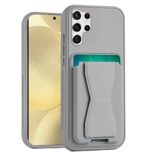 DL3 Mobilak Leather Wallet Case with Card Slot for Samsung Galaxy S25 Ultra with Camera Protection and Shockproof Design - Gray