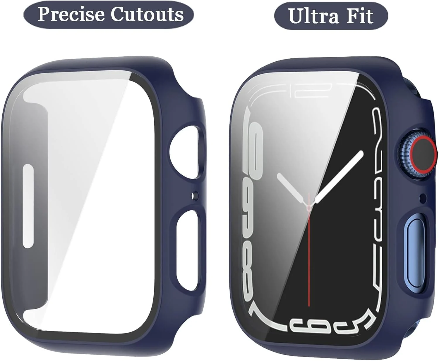 DL3 Mobilak Hard Case Designed for Apple Watch Series 8/7/6/5/4/Series SE/SE 2 44mm, Built-in 9H [HD Clear] Tempered Glass Screen Protector, [Full Protection] Slim Cover for 44mm - Blue