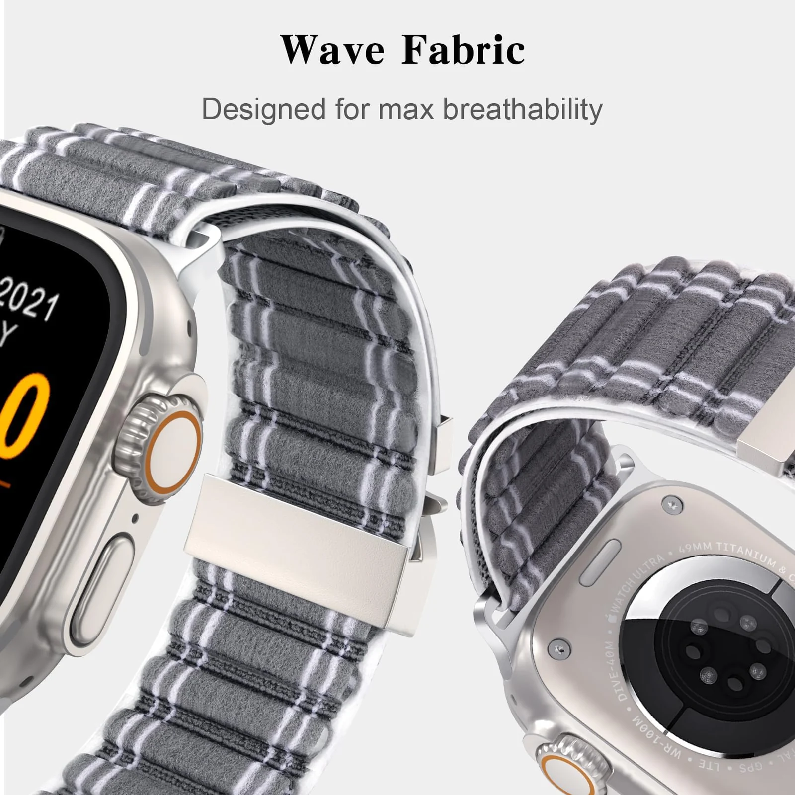 DL3 Mobilak Stretchy Nylon Strap for Apple Watch Ultra 3 2 1 Strap 49mm 46mm 45mm 44mm 42mm iWatch Straps for Men Women, Parachute Clasp Elastic Sport Band for Apple Watch Series 11 10 9 8 7 6 5 4 3 SE/2 - Gray