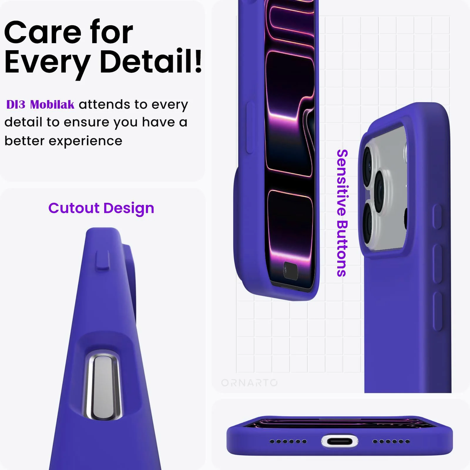 DL3 Mobilak Liquid Silicone Protective Case for iPhone 17 Pro 6.3-Inch with Microfiber Lining and Shockproof Design - Pepsi