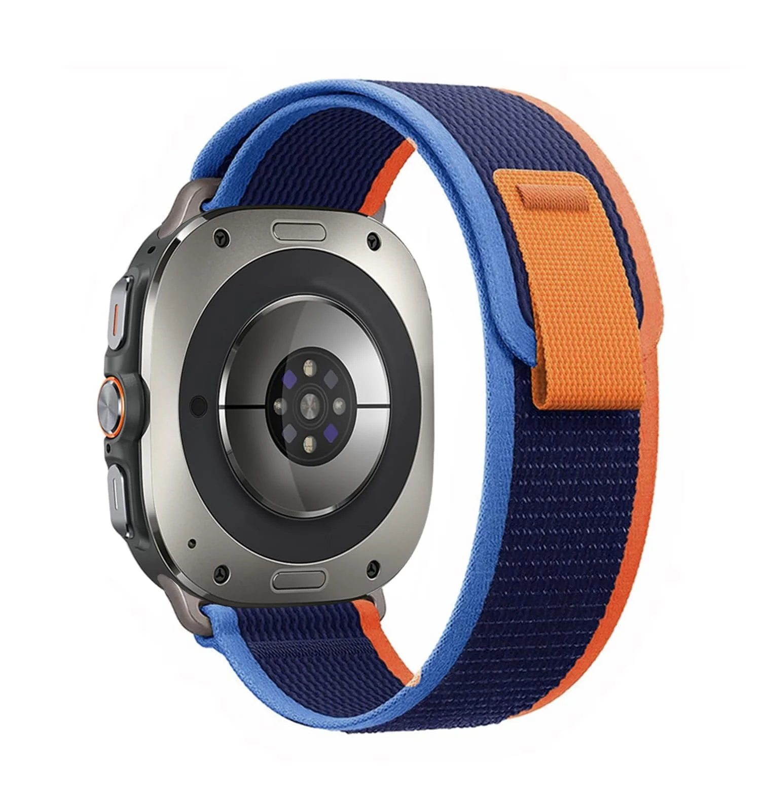 DL3 Mobilak For Samsung Galaxy Watch ultra Strap 47mm, One Click Trail Loop Strap for Men Women, Soft Nylon Sport Loop Elastic Replacement Wristband for Galaxy Watch 7 Ultra - Blue Orange
