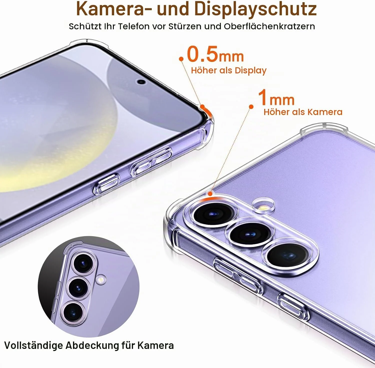 DL3 MOBILAK Anti-Shock Transparent TPU Phone Case for Samsung Galaxy S24 5G, Clear