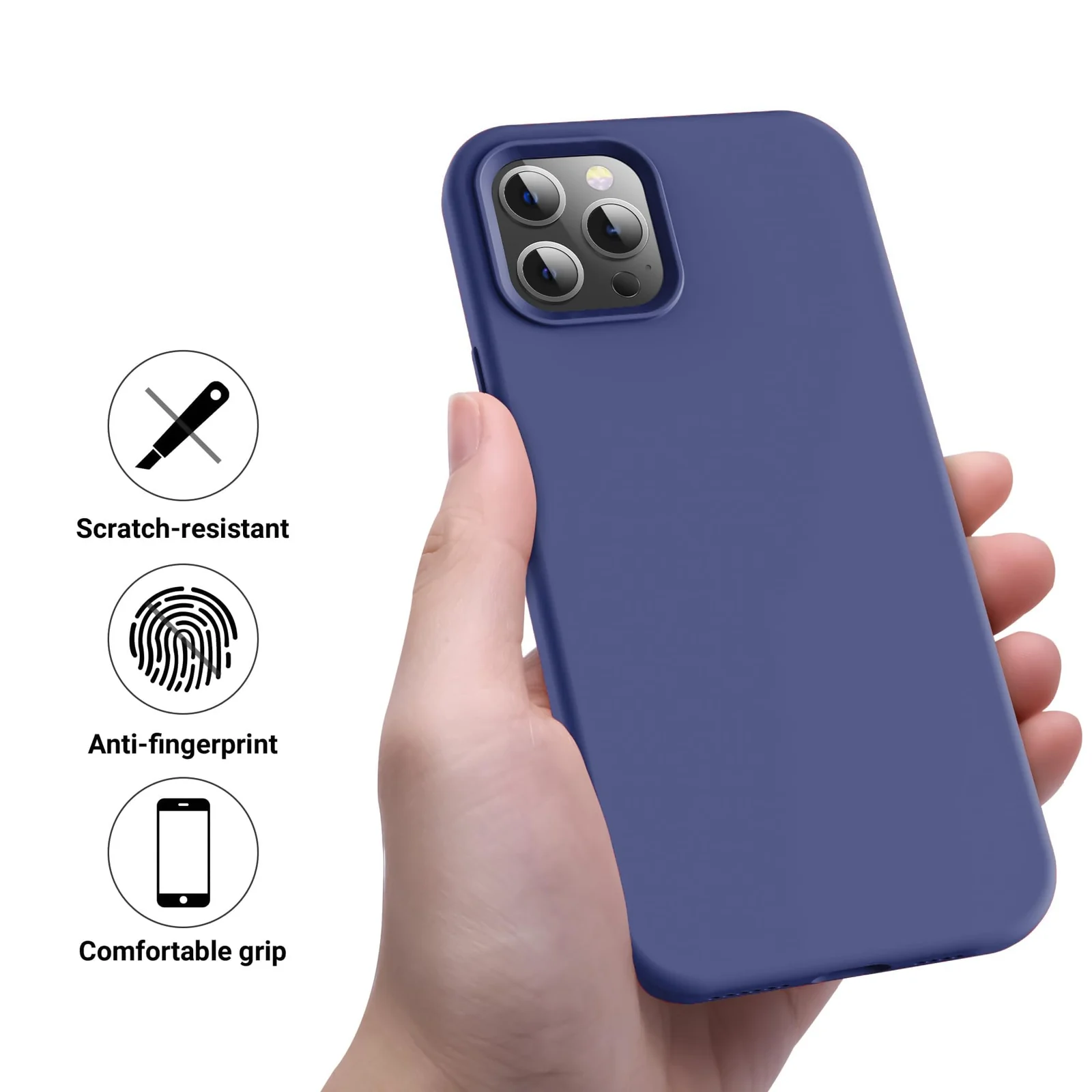 DL3 Mobilak Compatible with iPhone 13 Pro Max (6.7 Inch) Case, Liquid Silicone Case, Full Body Protective Cover, Shockproof, Slim Phone Case, Anti-Scratch Soft Microfiber Lining - Blue