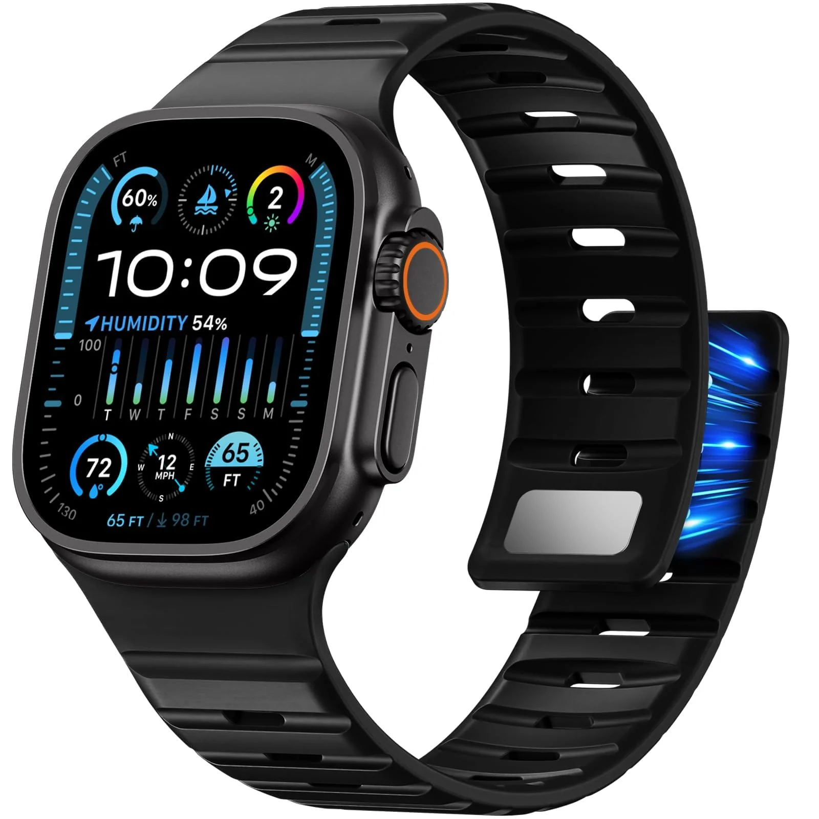 Magnetic Straps Compatible with Apple Watch Band 49mm 46mm 45mm 44mm 42mm(Series 3 2 1) Soft Silicone Replacement,Compatible with iWatch Ultra 3/2/1 Series 11 10 9 8 7 SE3 SE 6 5 4 - Orange/Starlight