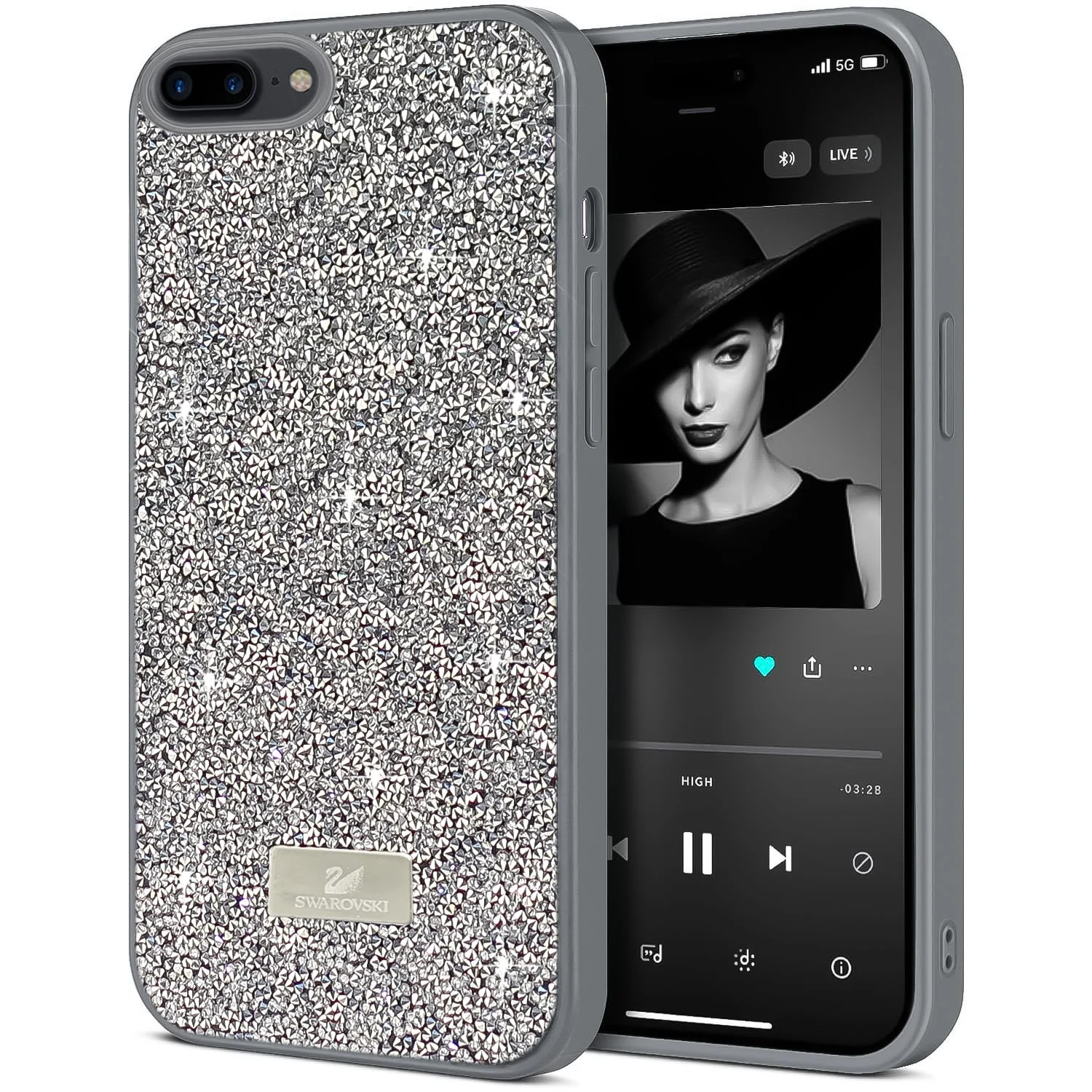 DL3 Mobilak Glitter Protective Case for iPhone 7 Plus / iPhone 8 Plus, Supports wireless charging, Shock-absorbing protection, Scratch-resistant surface