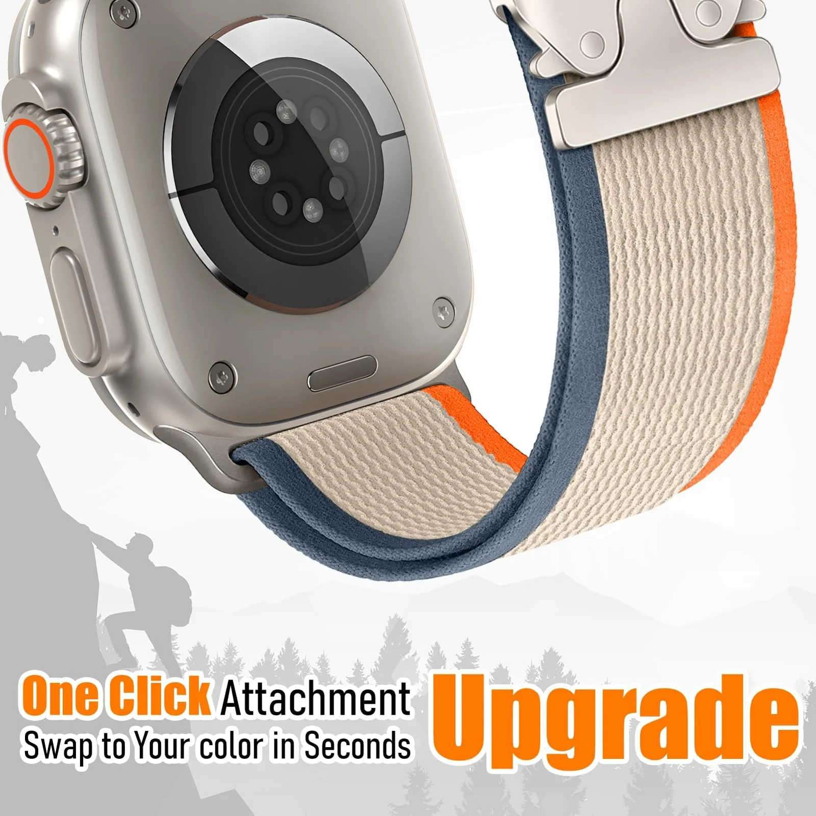 DL3 Mobilak Stretchy Nylon Strap for Apple Watch Ultra 3 2 1 Strap 49mm 46mm 45mm 44mm 42mm iWatch Straps for Men Women, Parachute Clasp Elastic Sport Band for Apple Watch Series 11 10 9 8 7 6 5 4 3 SE/2 - Orange | Beige