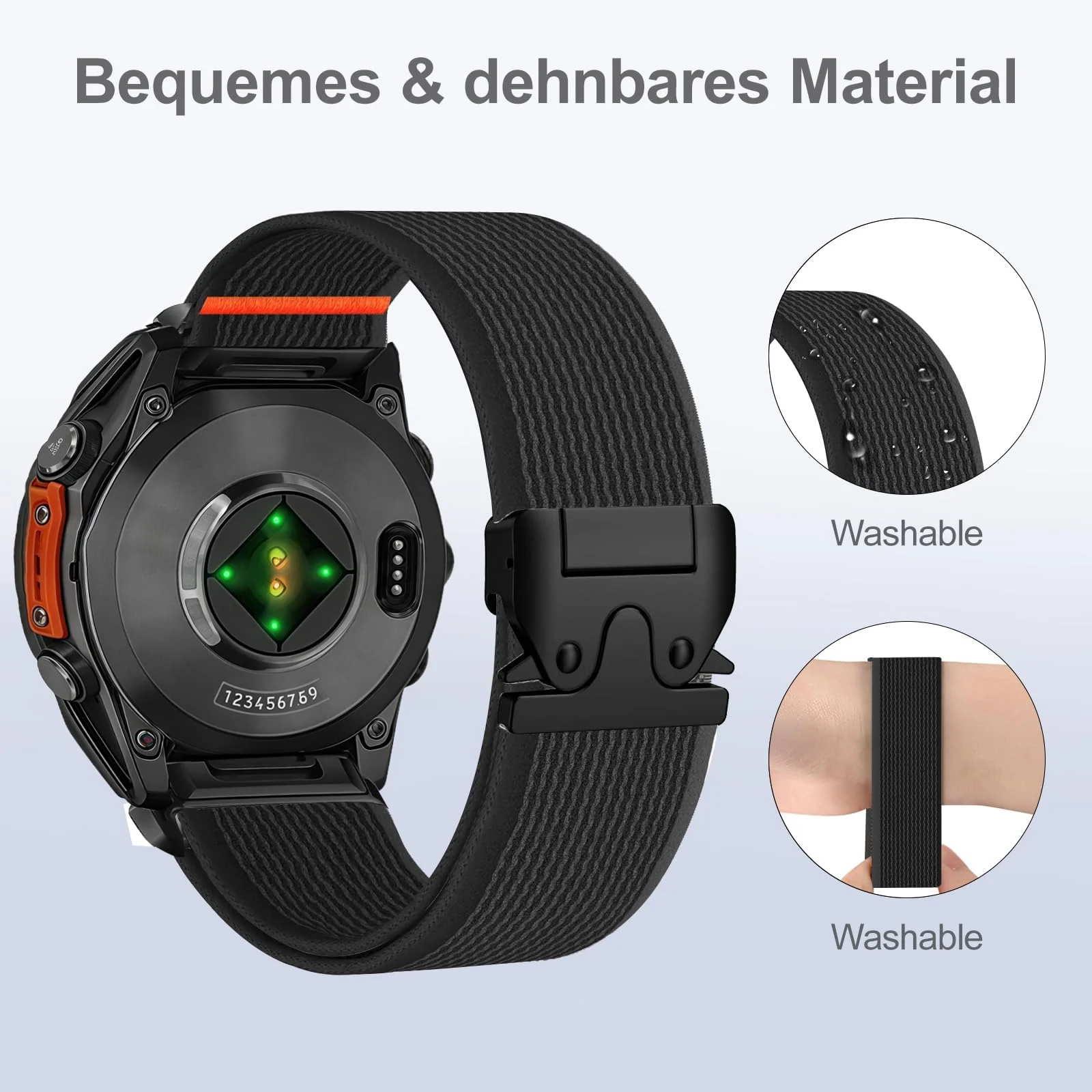 DL3 Mobilak Elastic Nylon Band For 22mm Stretchy Parachute buckle Strap for Redmi Watch 5 Active/5 Lite/Samsung Galaxy Watch 3 45mm/Watch 46mm/Gear S3/Huawei watch GT6 GT5 46MM/GT2E/GT6 Pro/GT 5 Pro - Trail Black