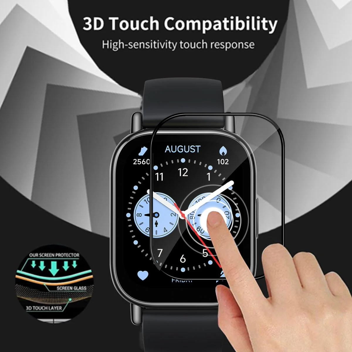 DL3 Mobilak Screen Protector For Xiaomi Redmi Watch 5 Lite, 3D Curved Soft Edge Protective Film [Anti-Scratch] [Bubble Free] [Ultra Shatterproof] [High Sensitive] (Not Glass) - Black