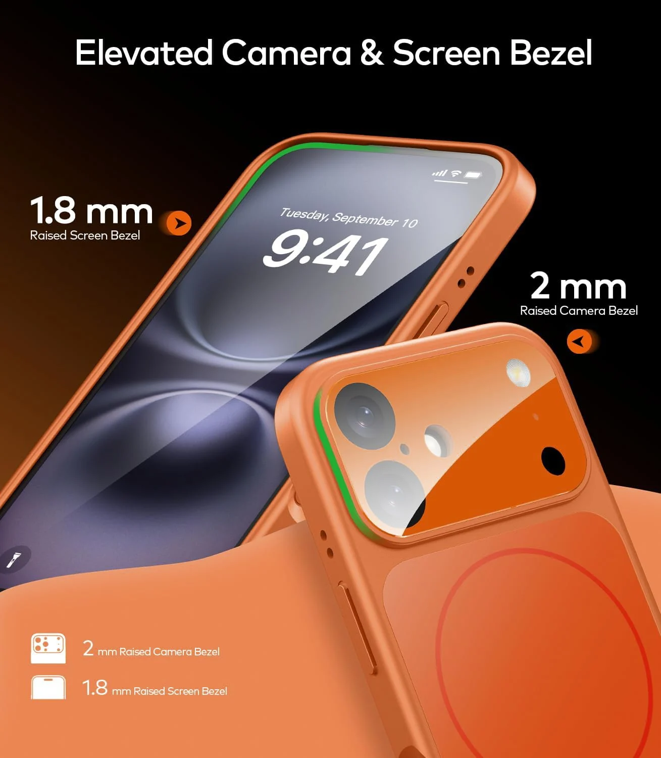 DL3 Mobilak MagSafe-Compatible Magnetic Case for iPhone 17 with Camera Protection and Shockproof Design - Orange