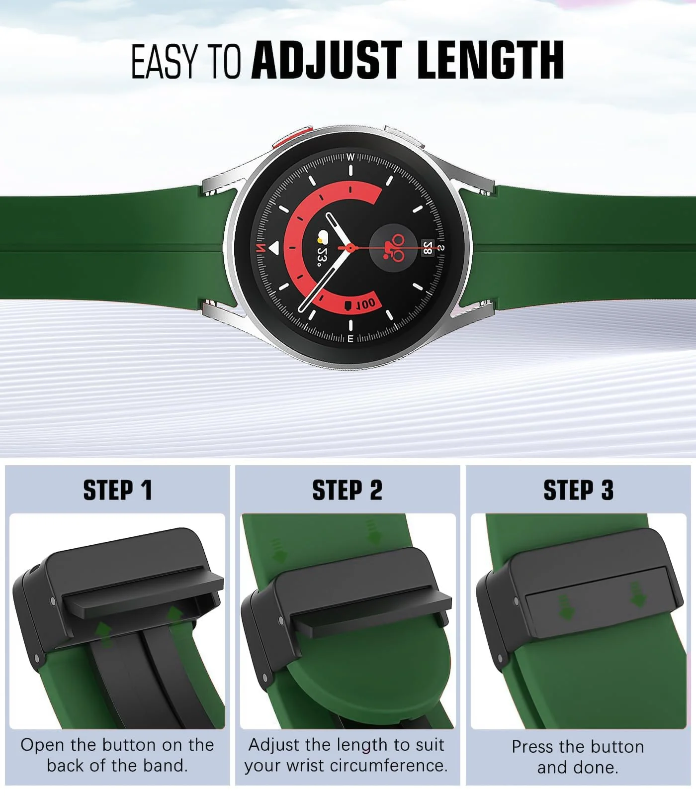 DL3 MOBILAK Magnetic Compatible with Samsung Galaxy Watch 6/5/4 Band 40mm 44mm/Galaxy Watch 6 Classic Bands 47mm 43mm/watch 4 Classic 46mm 42mm - Green