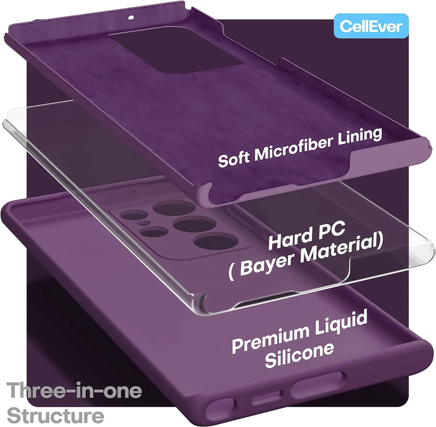 DL3 Mobilak Soft Silicone Protective Case for Samsung Galaxy S22 Ultra 5G with Microfiber Lining and Shockproof Design - Violet