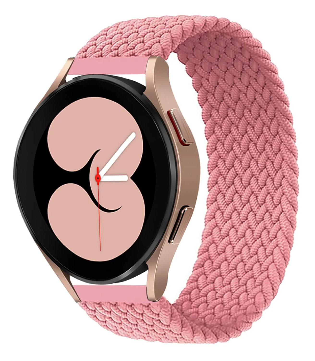 DL3 Mobilak Band 20MM Nylon Braided Solo Loop Strap For Samsung Gear Sport/Watch 6/5/4 40mm 44mm/Watch 6 Classic 43mm 47mm/ 5 Pro 45mm/active 2 40mm 44mm (Pink, Medium), unisex-adult - Black