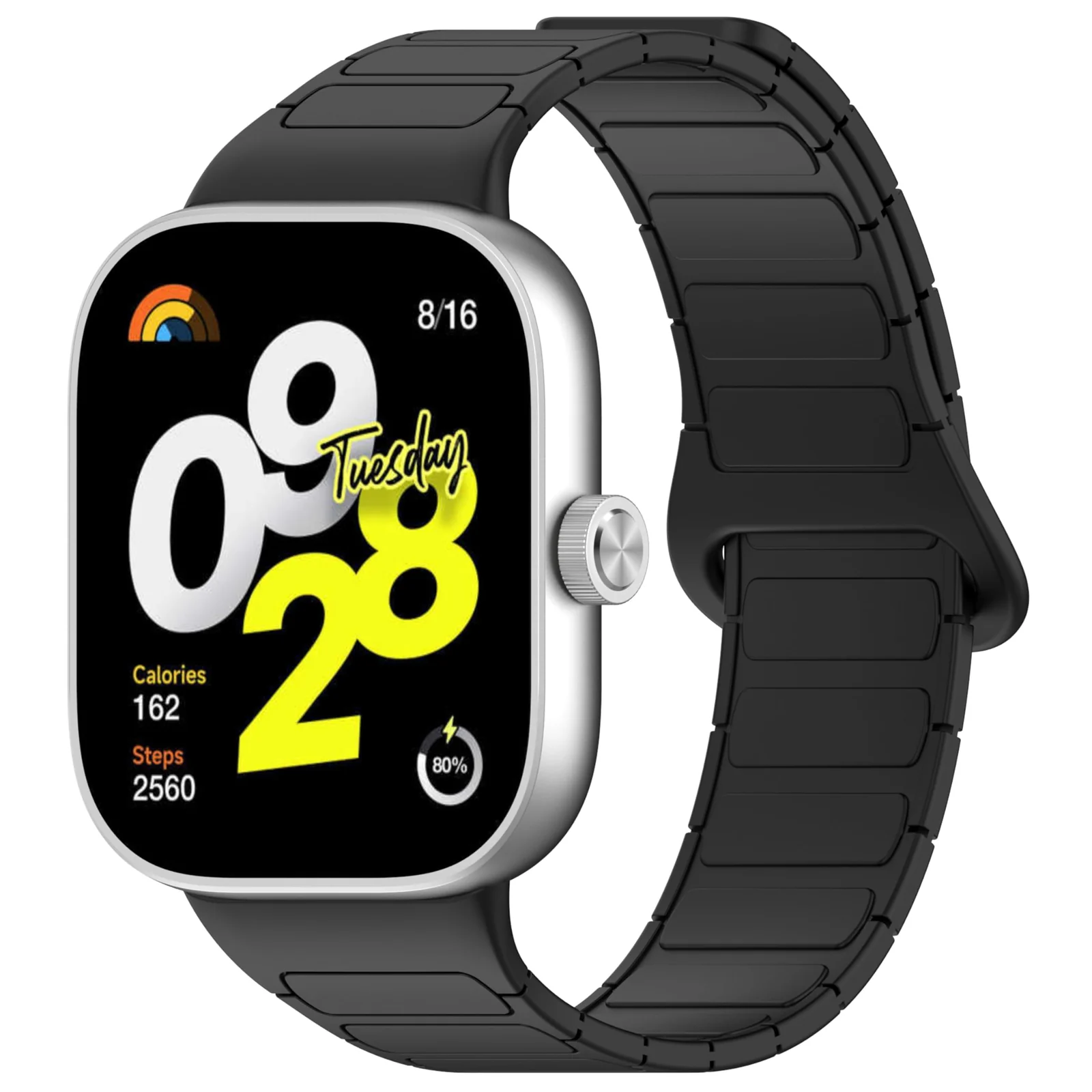DL3 Mobilak Magnetic Strap for Redmi Watch 4/5/6/Xiaomi Smart Band 8 Pro/Band 9 Pro Replacement Straps Strong Silicone, Easy to Wear, Waterproof, Sporty, Daily Wear Watchbands for Men and Women - Black