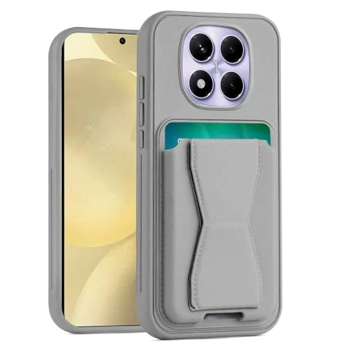 DL3 Mobilak Leather Wallet Case for Xiaomi Redmi Note 14 Pro + Plus 5G, Camera protection, Shock-absorbing protection, Built-in kickstand - Gray