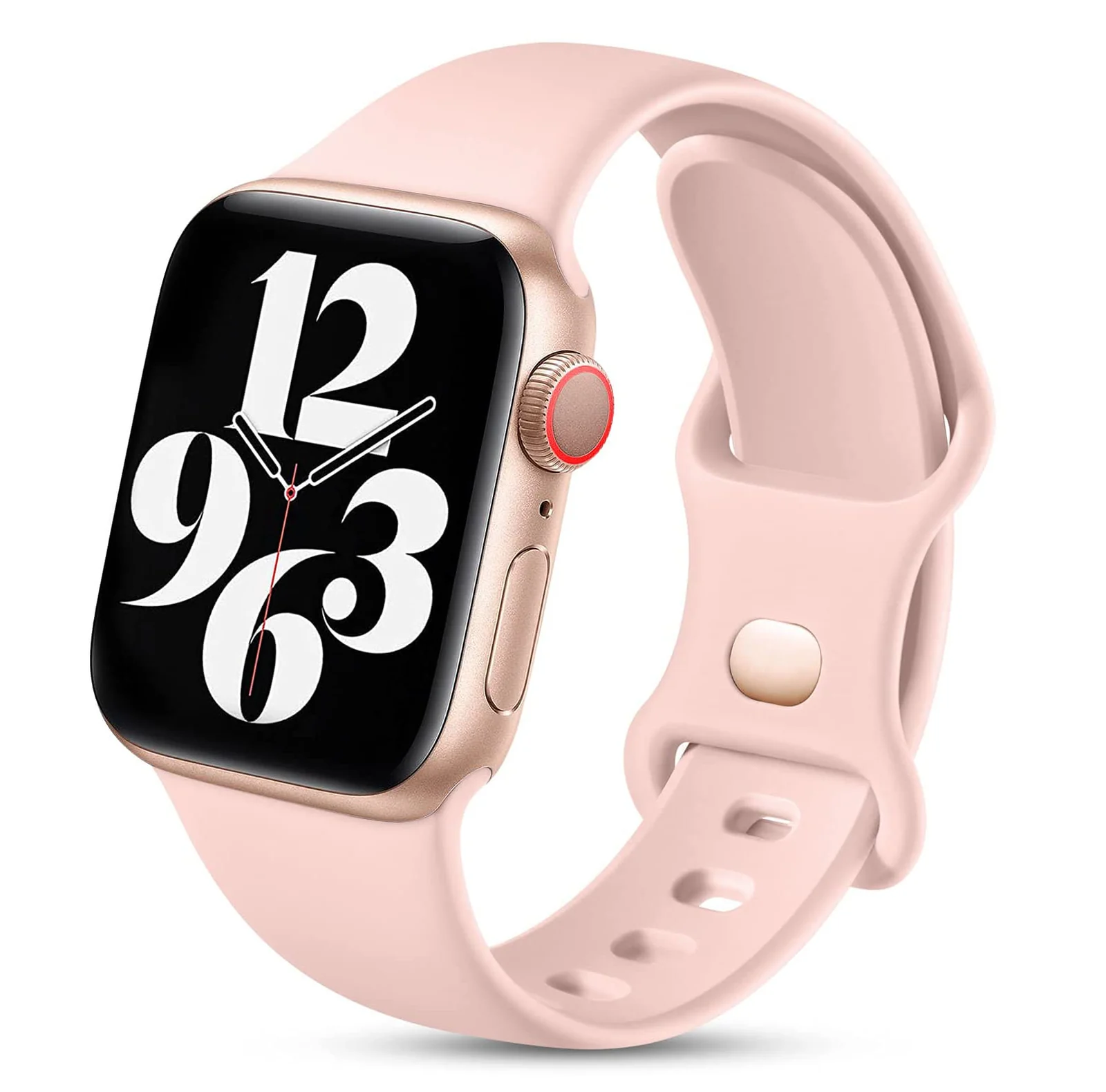 DL3 Mobilak Bands Compatible with Apple Watch Ultra 49mm 45mm 44mm 42mm 41mm 40mm 38mm, Replacement Soft Silicone Strap for iWatch Ultra/Ultra 2 Series 9/8/7/6/5/4/3/2/1 SE (Sand, 38MM/40MM/41MM) - Pink Sand