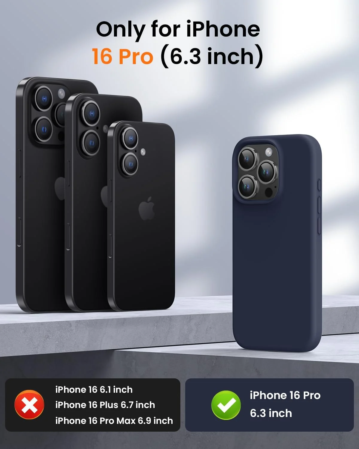 DL3 Mobilak Liquid Silicone Protective Case with Soft Microfiber Lining for iPhone 16 Pro - Midnight Blue