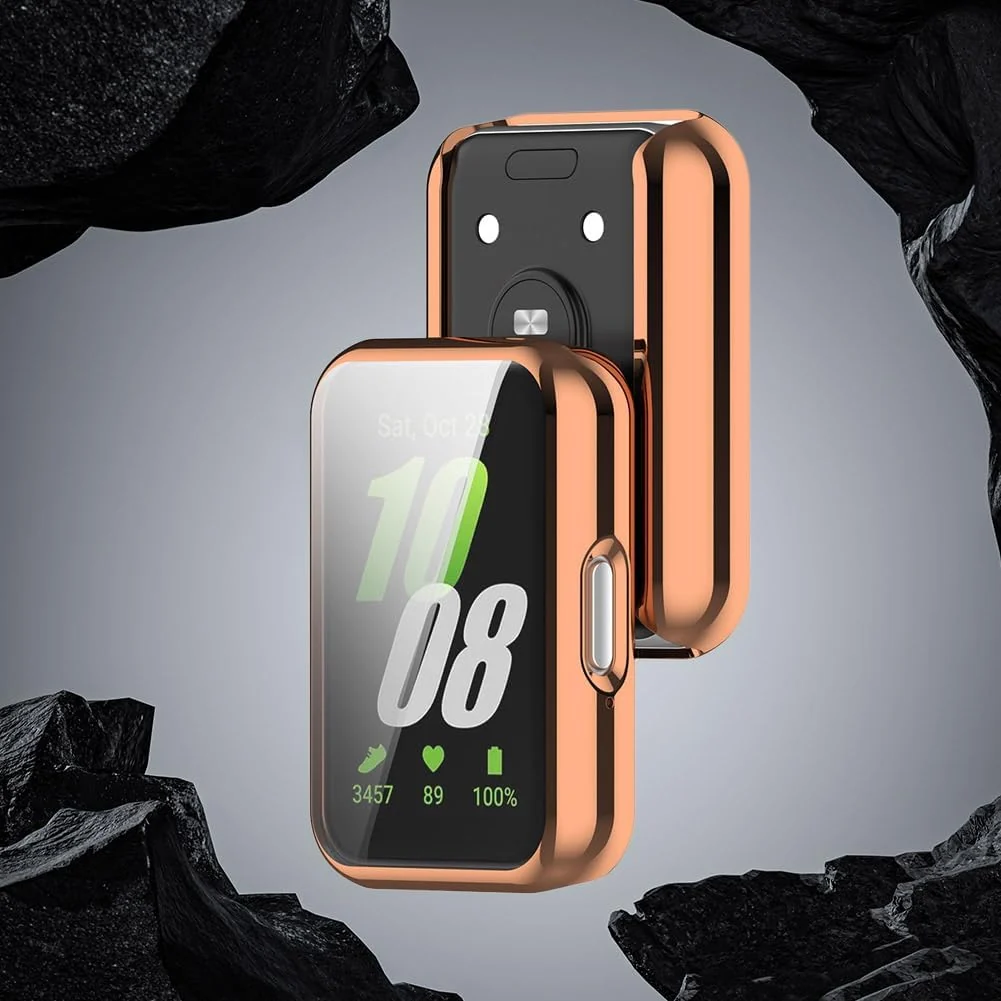DL3 Mobilak Case Compatible with Samsung Galaxy Fit 3 Case All-Around with Built-in Screen Protector Watch Soft TPU Shockproof Cover Slim Guard Thin Bumper Shell Protector - Rose Gold