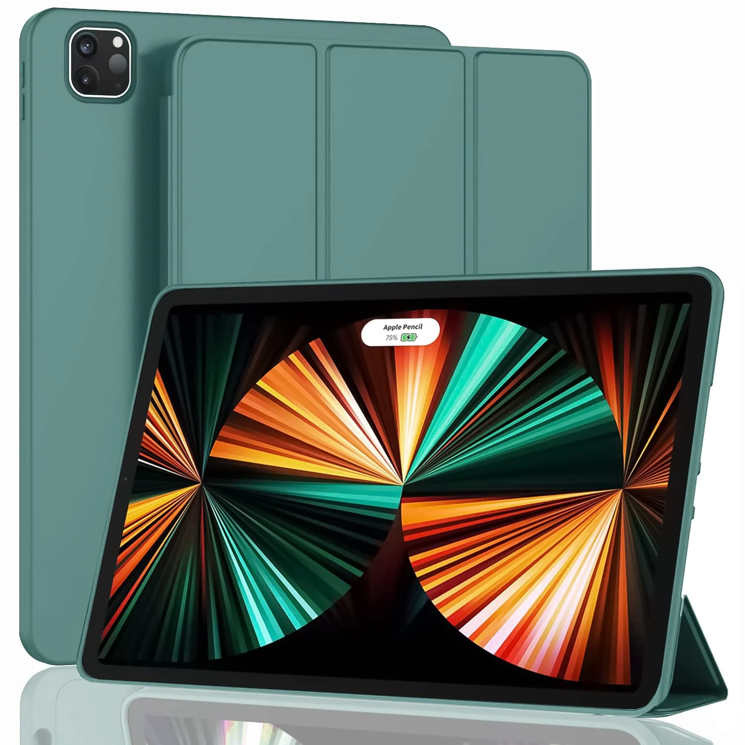 DL3 Mobilak Smart Case Compatible with iPad Pro 12.9 Inch Case 2022/2021/2020 (6th/5th/4th Gen) Case Flip Cover Leather Case Soft TPU Back And Trifold Stand With Auto SleeP - Green