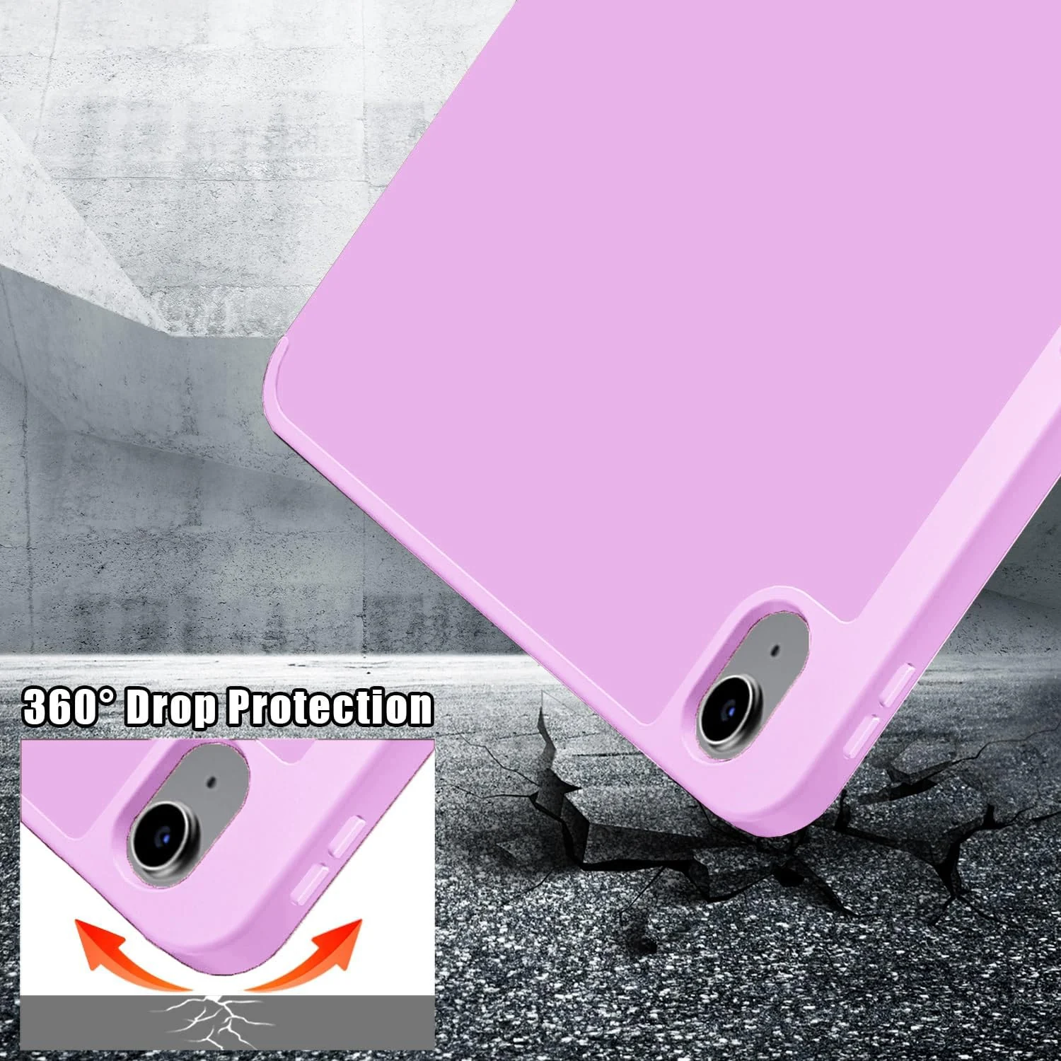 DL3 Mobilak For iPad Mini 6 case (8.3 inch, 2021), iPad Mini 6th Generation Case, Smart Stand, Pencil Holder, Shockproof Slim Lightweight Leather Cover, Modern Abstract Design - Pastel Violet