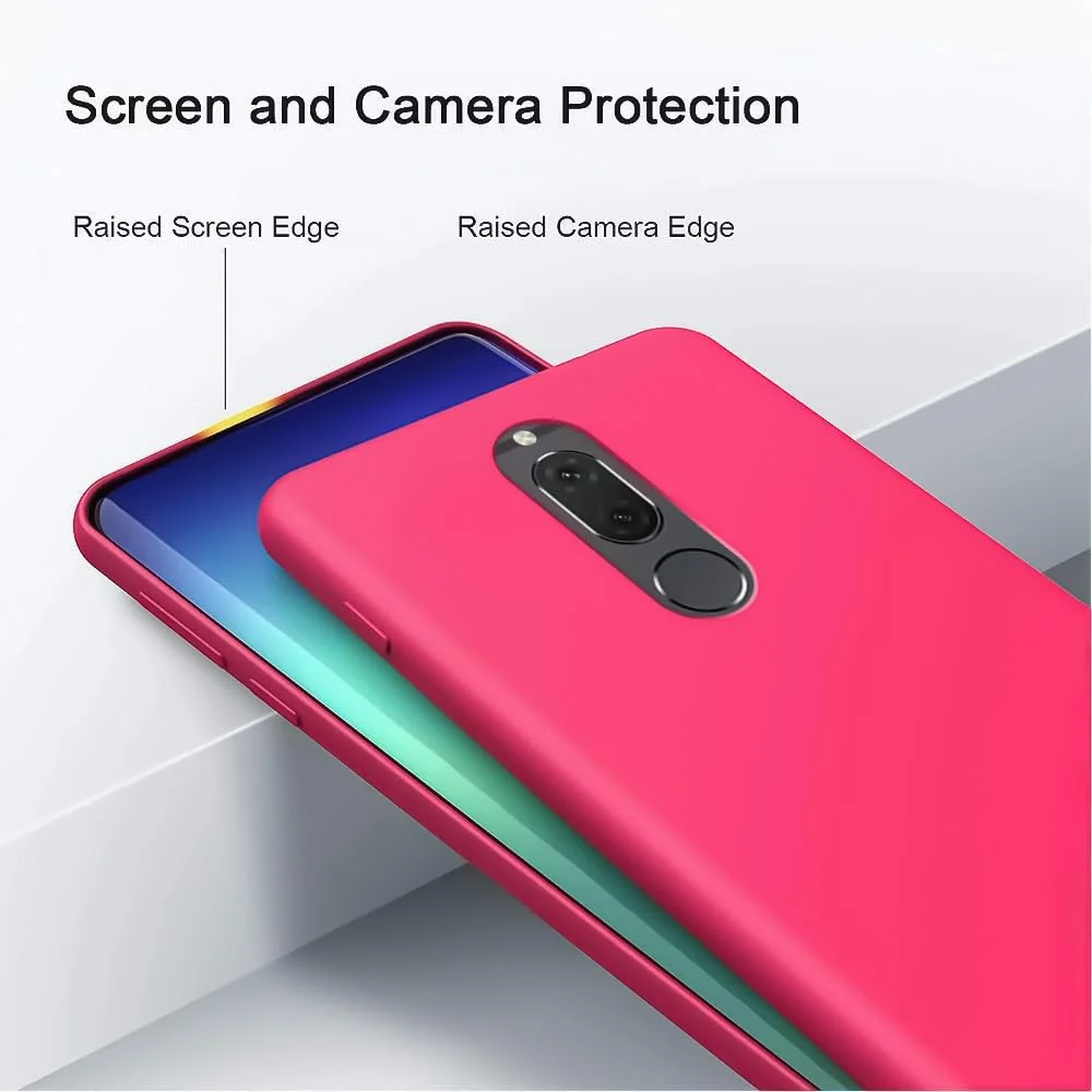 DL3 Mobilak Soft Silicone Protective Case for Huawei Mate 10 Lite with Microfiber Lining and Shockproof Design - Hot Pink
