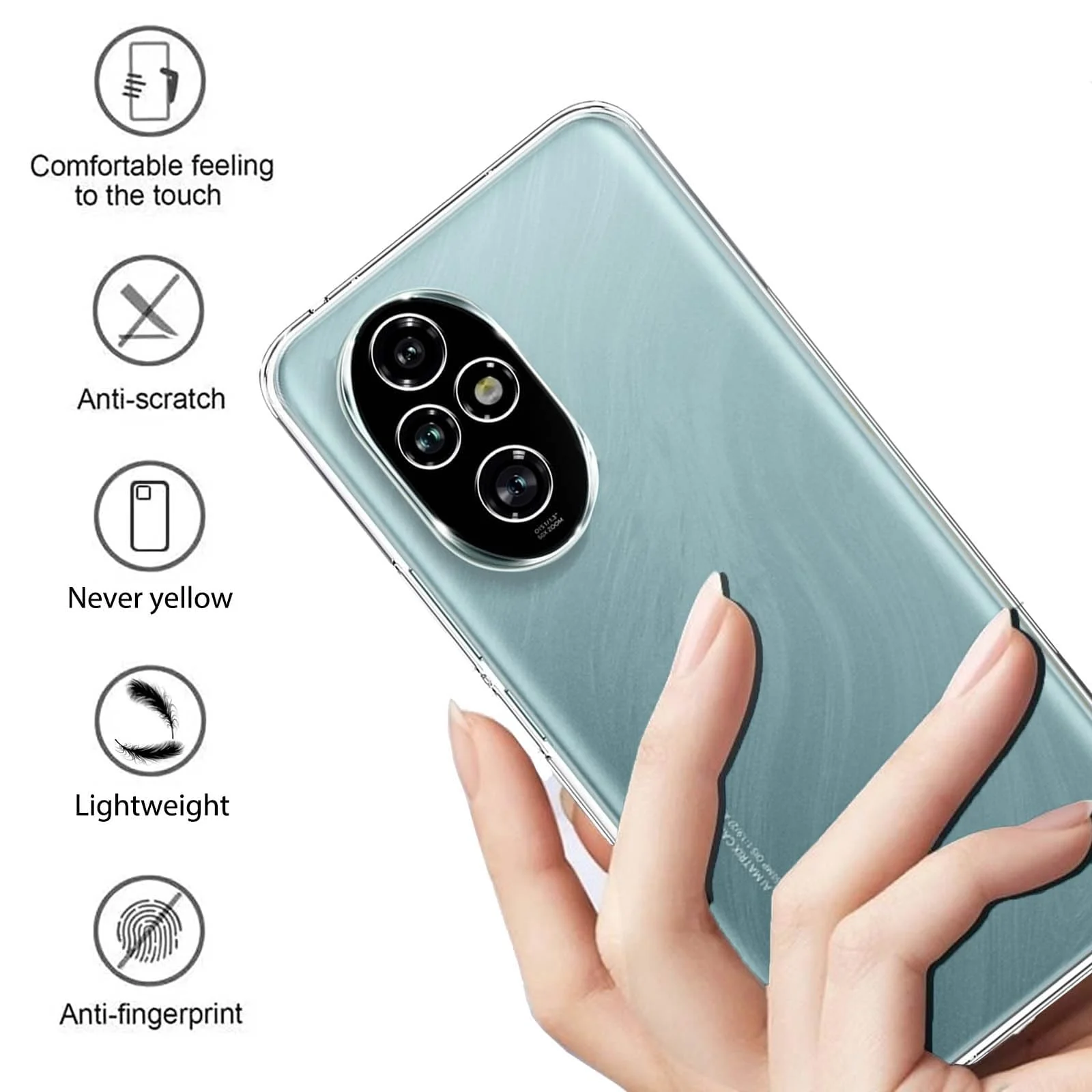 DL3 Mobilak Case Compatible with Honor 200 5G Case Crystal Soft TPU Gel Case Flexible Silicone Anti-Scratch Camera Protection TPU Cover - Clear