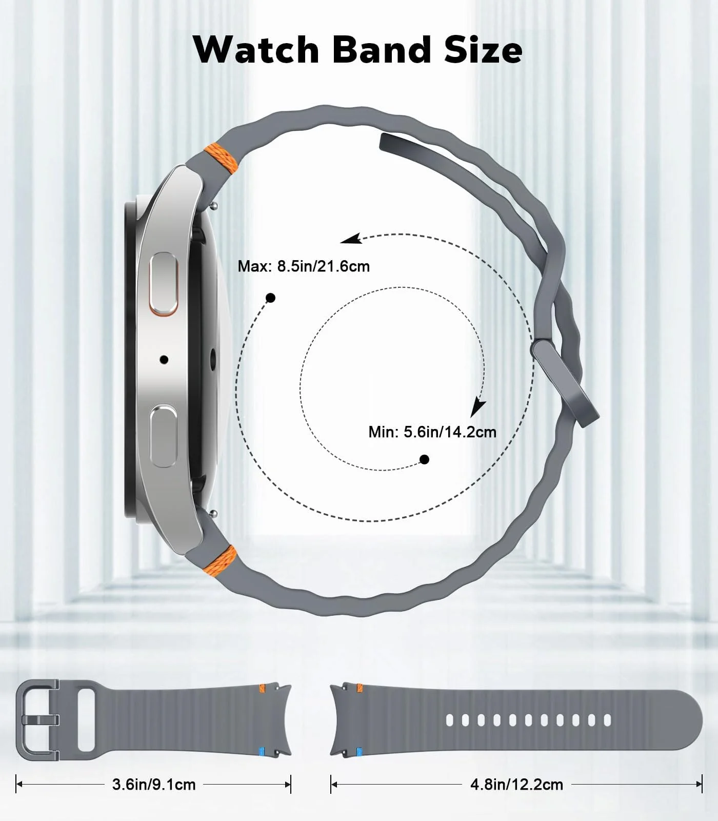 DL3 Mobilak No Gap Sport Bands For Samsung Galaxy Watch 7 6 5 4 FE Strap 40mm 44mm, Soft Silicone Sport Band for Galaxy Watch 6 Classic Straps 47mm 43mm/Galaxy Watch 5 Pro/Watch 4 Classic 42mm 46mm for Men Women - Space Gray