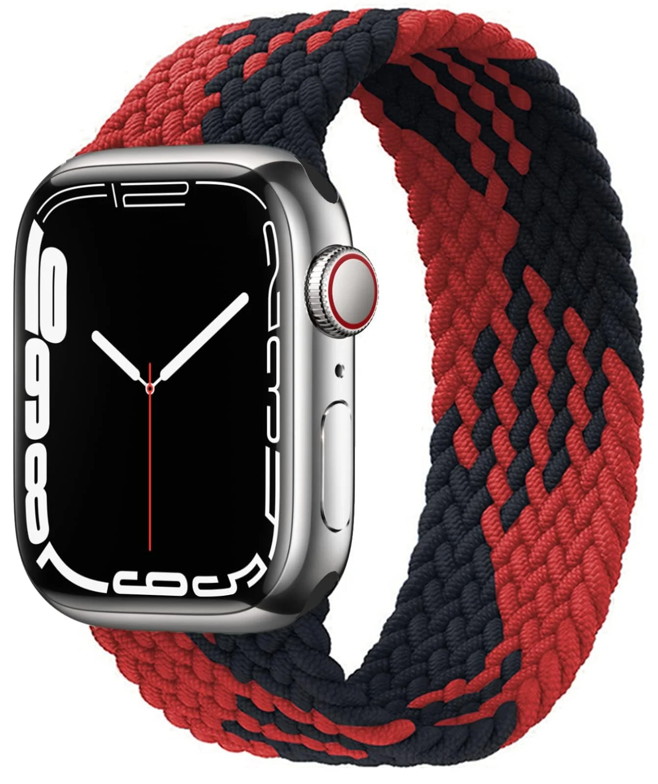 DL3 Mobilak Braided Solo Loop Band For Apple Watch Band 49mm 45mm 44mm 42mm, Replacement Wristband Nylon Strap for iWatch Series SE 9/8/7/6/5/4/3/2/1/Ultra/Ultra 2 ( Red, Small), unisex-adult - Black