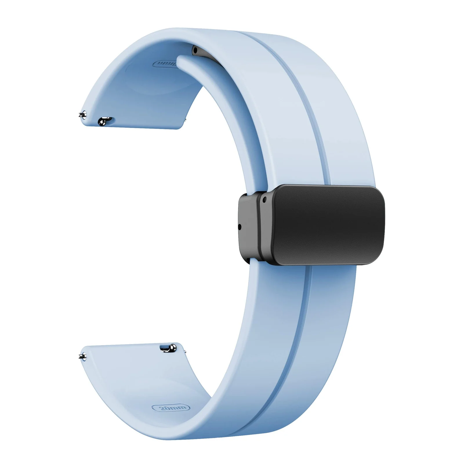 DL3 Mobilak Strap Silicone Magnetic Clasp 20MM Band for Samsung Gear Sport/Watch 4/5/5 Pro/S2 Classic/Active 2 40mm 44mm/Amazfit GTS 3/4/4 Mini/Bip 3/GTS 2 Mini/2e/Bip - Light Blue