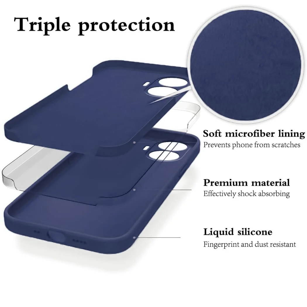 DL3 Mobilak Soft Silicone Protective Case for realme C55 / realme Narzo N55 with Microfiber Lining and Shockproof Design - Blue 1