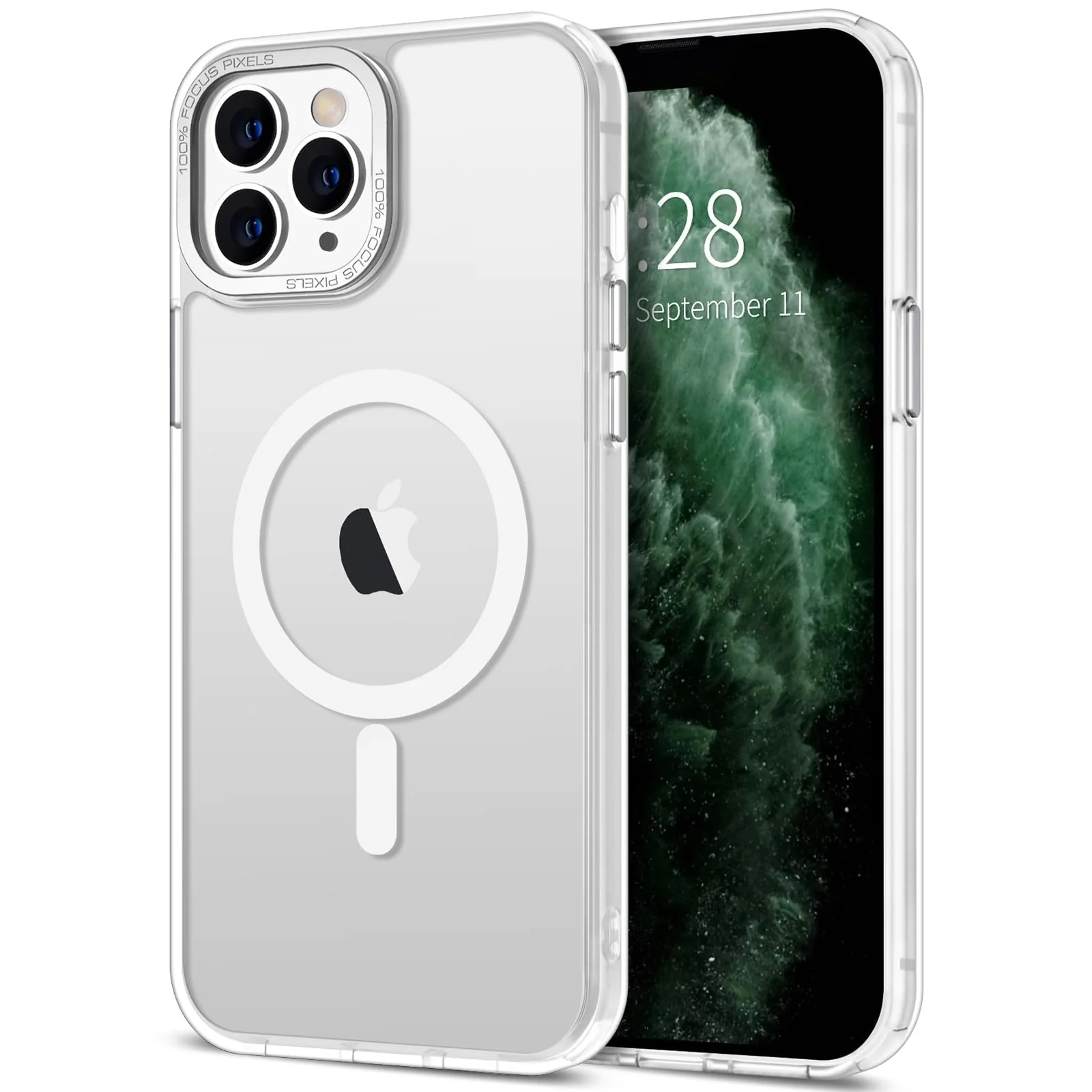 DL3 Mobilak Wallet Case with Card Slot for iPhone 11 Pro with Ring Holder and Magnetic Car-Mount Support - White