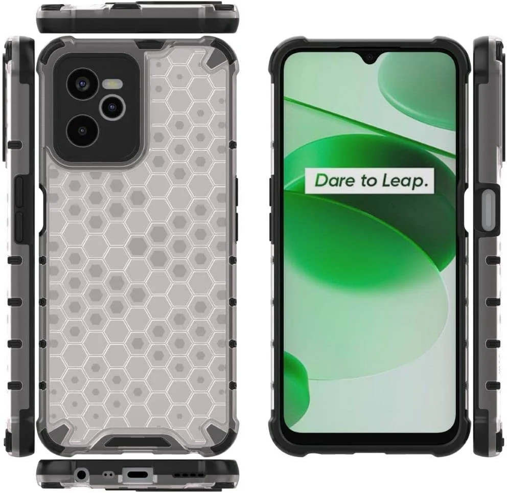 DL3 Mobilak Honeycomb Protective Case for OPPO realme C35 / Narzo 50A Prime, Shock-absorbing protection, Transparent design, Slim, lightweight profile - Clear